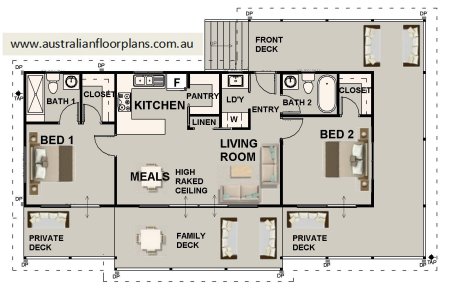 house plan on stumps - 2 bedroom